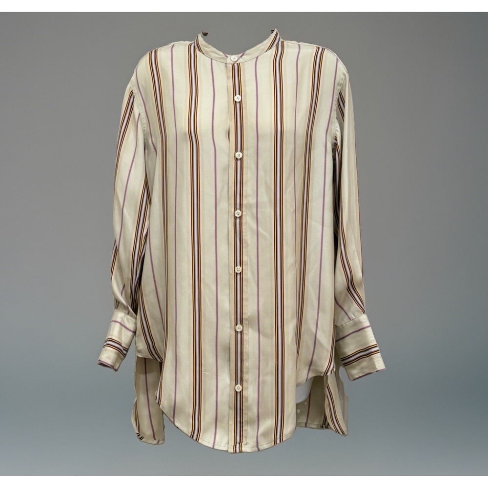 THE GREAT. Womens 100% Silk Button Down Blouse Shirt Size 1 Chic Business Casual